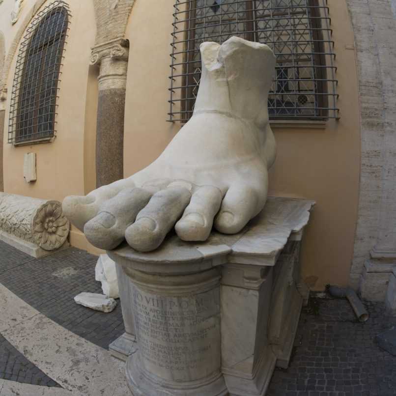 Sculpture of a foot in Rome, Italy
