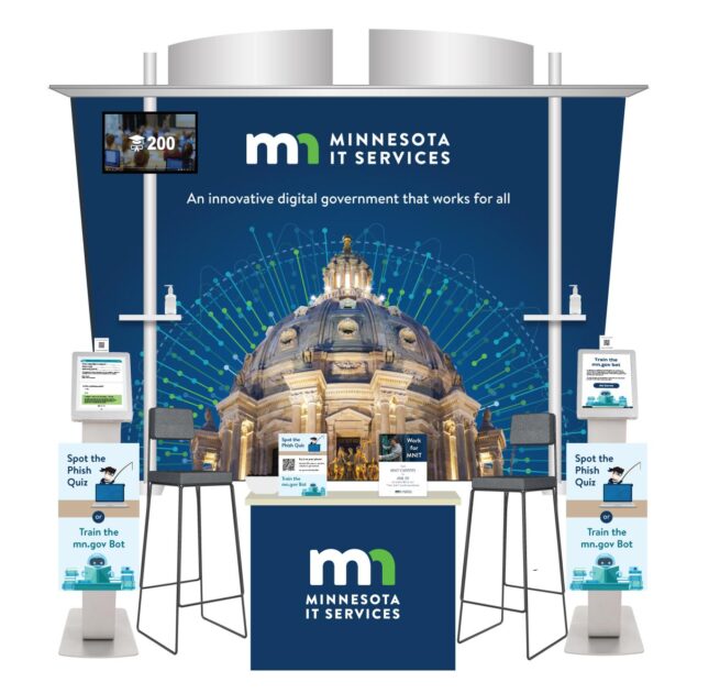 Minnesota IT Services tradeshow background and table