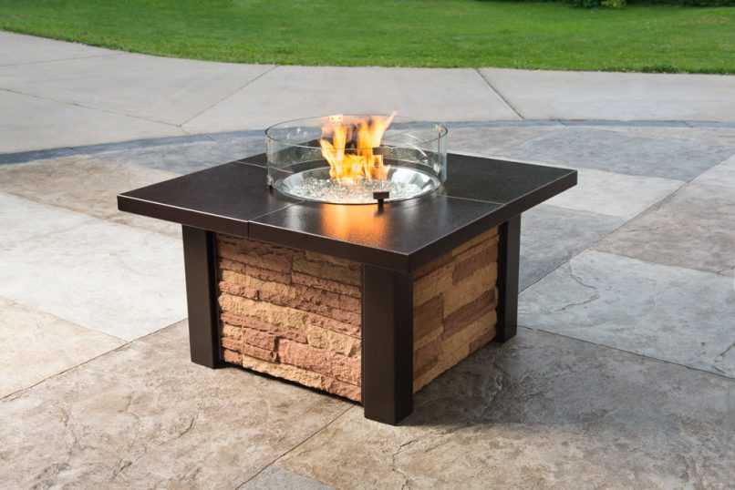 Gas fire table on patio